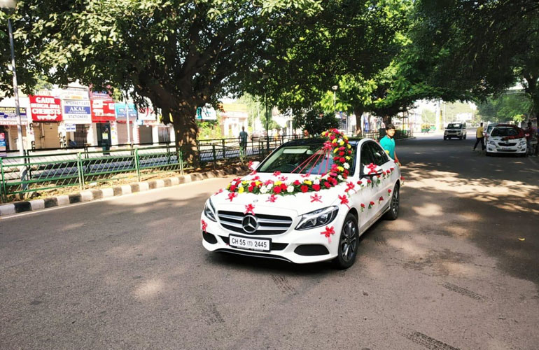 Rent Mercedes White Convertible C-300 for wedding